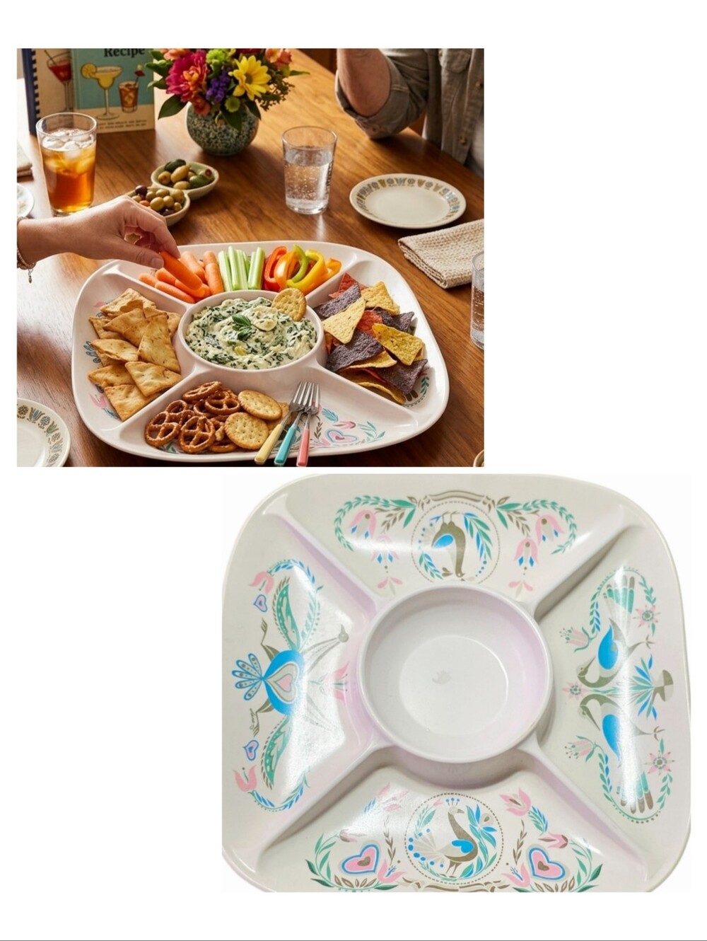 Waverly Products Pennsylvania Dutch Chip & Dip Serving Tray White 14"